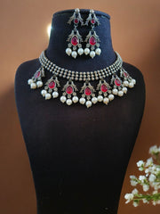 Silver Look Alike Bird Pearl Necklace for Navratri | Dynamic Jewelove