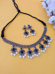 Silver Look Alike Bird Pearl Necklace for Navratri | Dynamic Jewelove