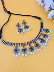 Silver Look Alike Bird Pearl Necklace for Navratri | Dynamic Jewelove