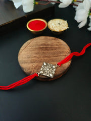 Oxidised Floral Square Rakhi Charm | Dynamic Jewelove