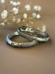 Antique Peacock Silver Kadas with Grace | Dynamic Jewelove