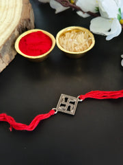 Traditional Swastik Rakhi in Antique Silver | Dynamic Jewelove