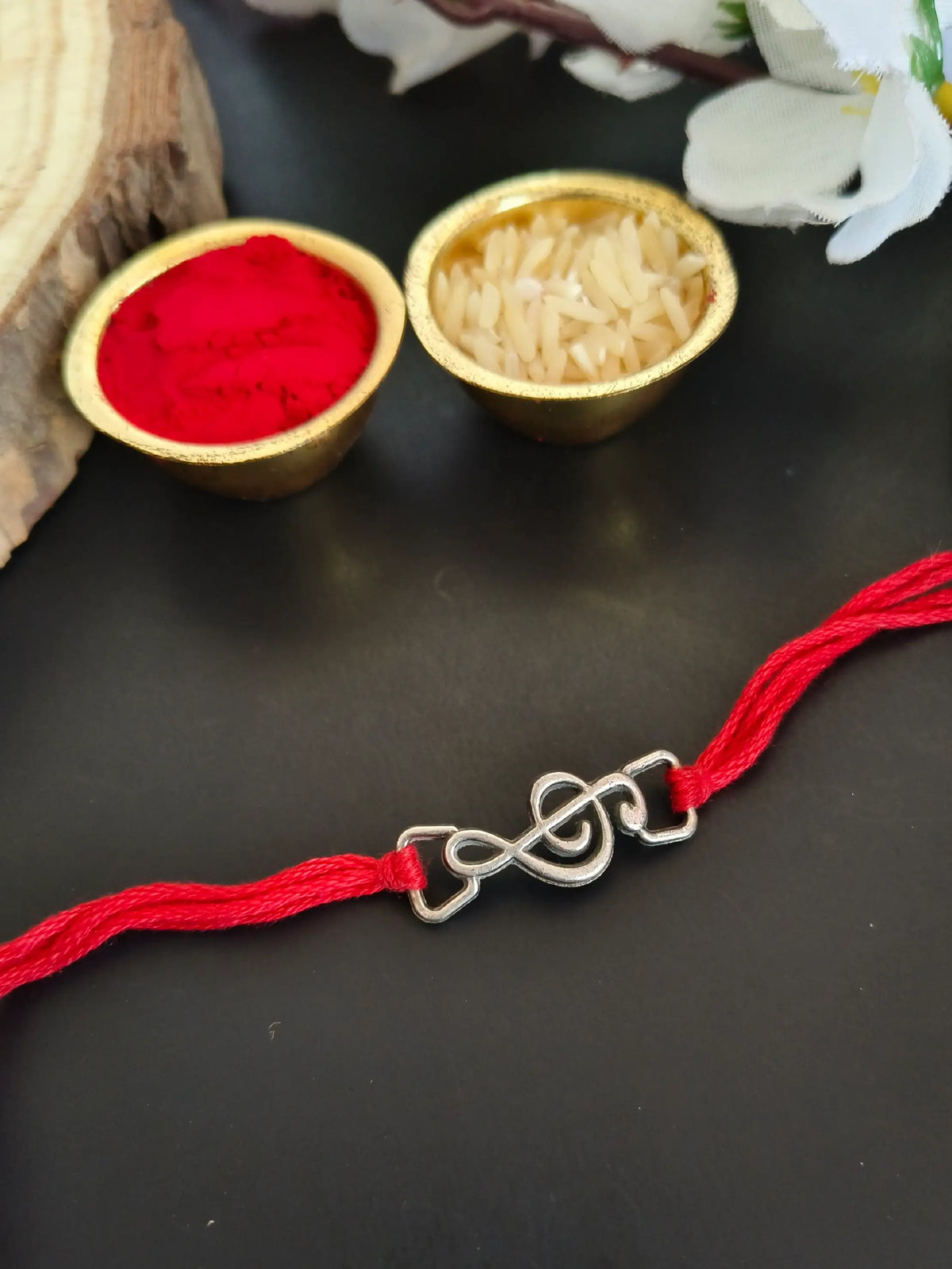 Silver-Toned Infinity Heart Rakhi Thread | Dynamic Jewelove