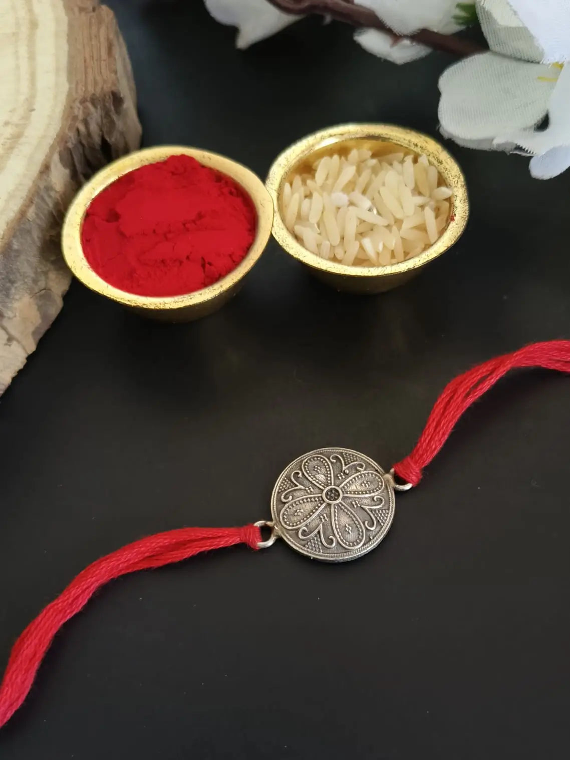 Antique Floral Coin Rakhi Design | Dynamic Jewelove