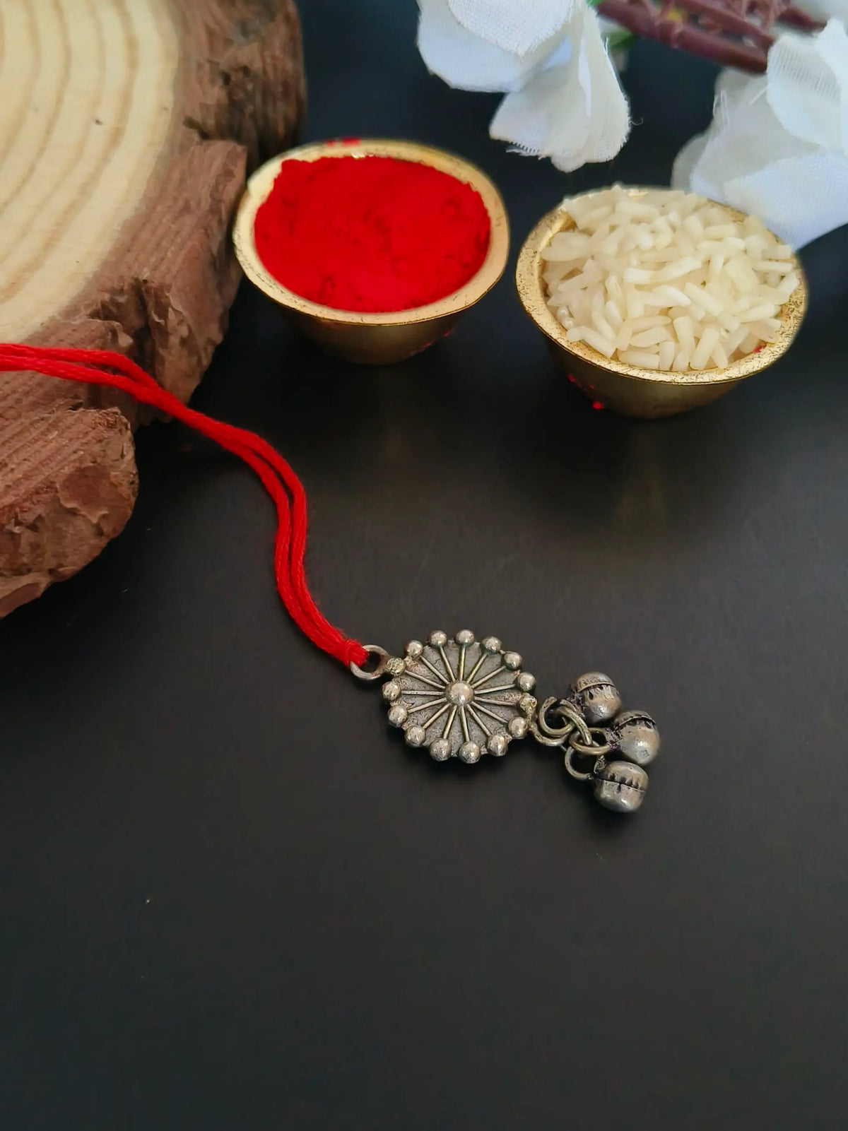 Sun Charm Rakhi with Antique Bells | Traditional Elegance