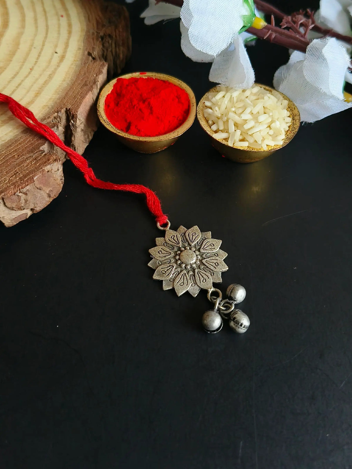 Floral Ghungroo Oxidised Rakhi Design | Dynamic Jewelove