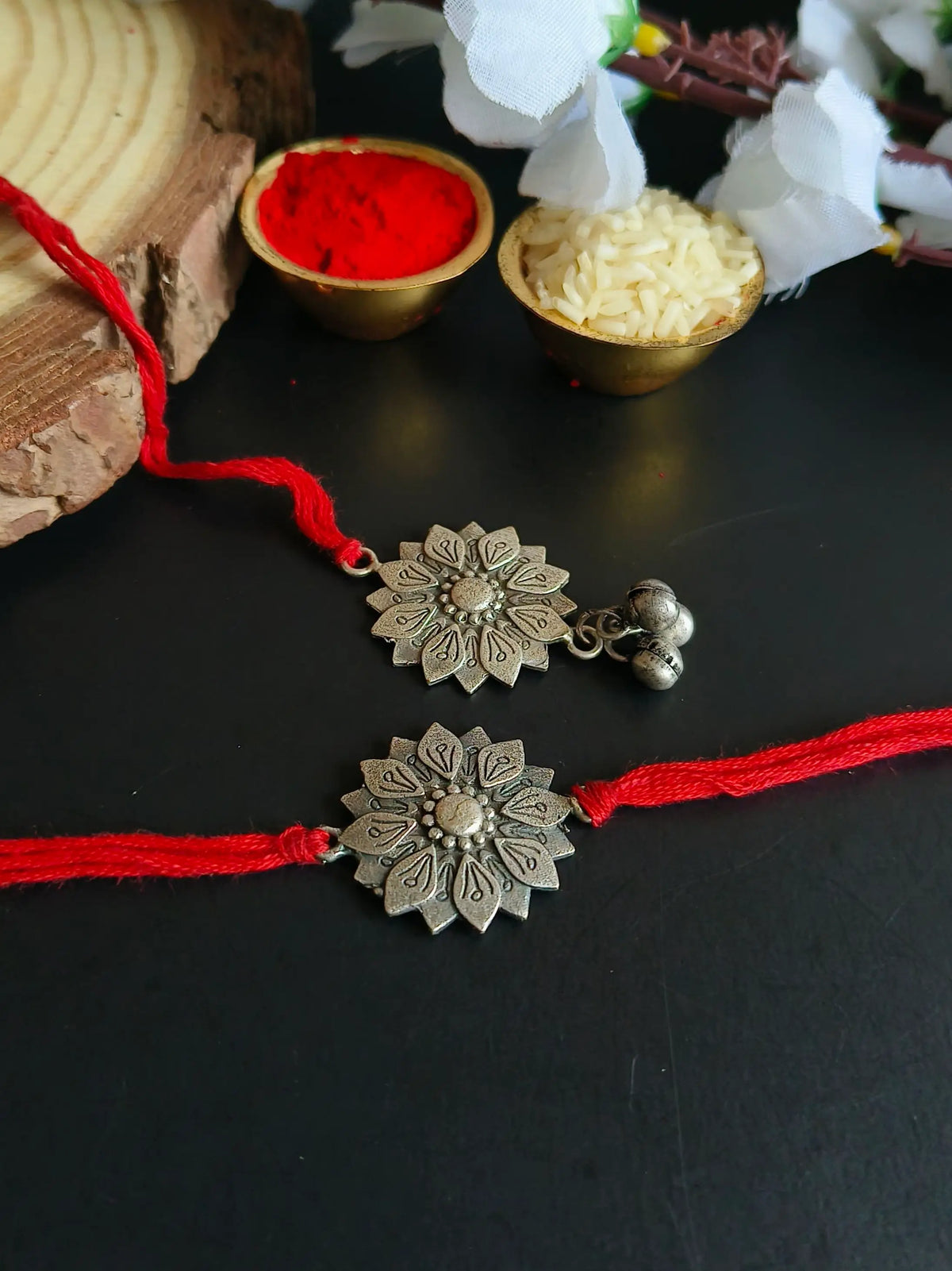 Rustic Floral Oxidised Rakhi Combo Set | Dynamic Jewelove