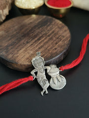 Silver Kanha Makhan Matki Rakhi for Kids | Dynamic Jewelove