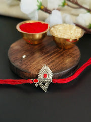 Silver Finish Kanha Moor Pankh Rakhi | Dynamic Jewelove