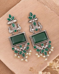 Silver Look-Alike Dangler Earrings for Elegant Ethnic Wear | Dynamic Jewelove