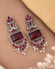 Silver Look-Alike Dangler Earrings for Elegant Ethnic Wear | Dynamic Jewelove