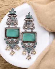 Silver Look-Alike Dangler Earrings for Elegant Ethnic Wear | Dynamic Jewelove