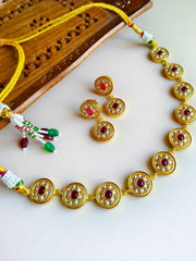 Gold-Plated Kundan Necklace Set with Traditional | Dynamic Jewelove