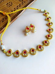 Golden Kundan Polki Necklace Set for Party Glam | Dynamic Jewelove