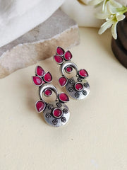 Elegant German Silver Stones Stud Earrings – Timeless Design | Dynamic Jewelove