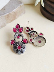 Elegant German Silver Stones Stud Earrings – Timeless Design | Dynamic Jewelove