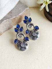 Elegant German Silver Stones Stud Earrings – Timeless Design | Dynamic Jewelove