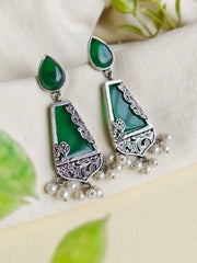 Designer Silver-Look Monalisa Dangler Earrings for Ethnic Wear | Dynamic Jewelove