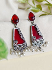 Designer Silver-Look Monalisa Dangler Earrings for Ethnic Wear | Dynamic Jewelove