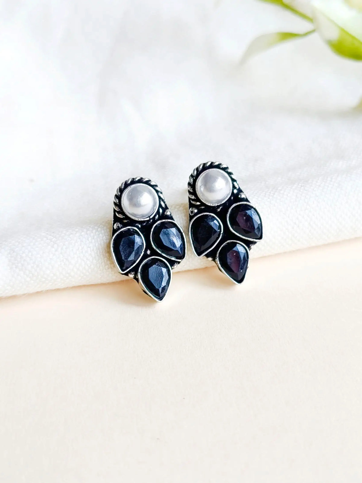 Brass Oxidised Stud Earrings for Daily Casual Wear | Dynamic Jewelove