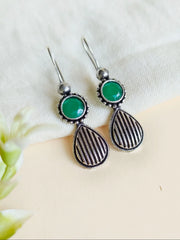 German Silver Oxidised Hook Earrings for Casual Wear | Dynamic Jewelove