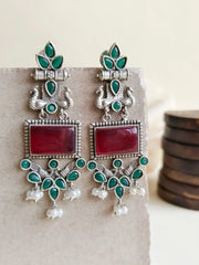 Silver Look-Alike Dangler Earrings for Elegant Ethnic Wear | Dynamic Jewelove