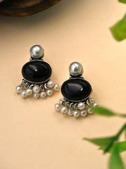 Casual Wear German Silver Oxidised Stud Earrings with Elegant Design | Dynamic Jewelove