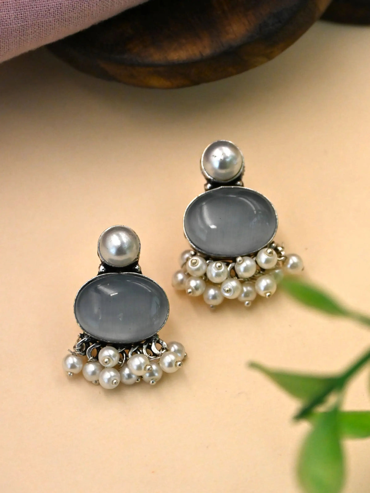 Casual Wear German Silver Oxidised Stud Earrings with Elegant Design | Dynamic Jewelove