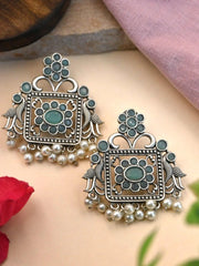 Festive Silver Replica Earrings with Intricate Design for Ethnic Wear | Dynamic Jewelove