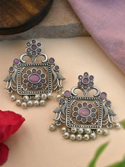 Festive Silver Replica Earrings with Intricate Design for Ethnic Wear | Dynamic Jewelove