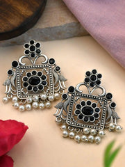 Festive Silver Replica Earrings with Intricate Design for Ethnic Wear | Dynamic Jewelove