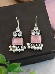 Trendy German Silver Hook Earrings with Elegant Pearl Drops | Dynamic Jewelove