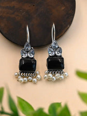 Trendy German Silver Hook Earrings with Elegant Pearl Drops | Dynamic Jewelove