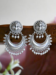 925 Silver Plated Chandbali Earrings with Timeless Elegance | Dynamic Jewelove