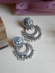 925 Silver Plated Chandbali Earrings with Timeless Elegance | Dynamic Jewelove