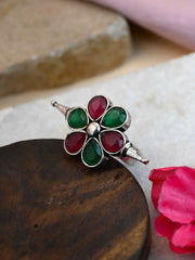 Flower shape  Stone Studded adjustable Finger Ring