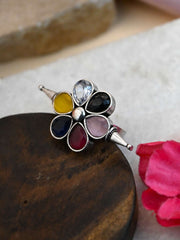 Flower shape  Stone Studded adjustable Finger Ring