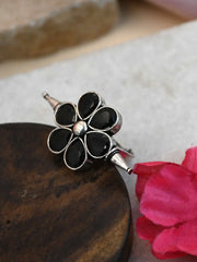 Flower shape  Stone Studded adjustable Finger Ring