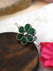 Flower shape  Stone Studded adjustable Finger Ring