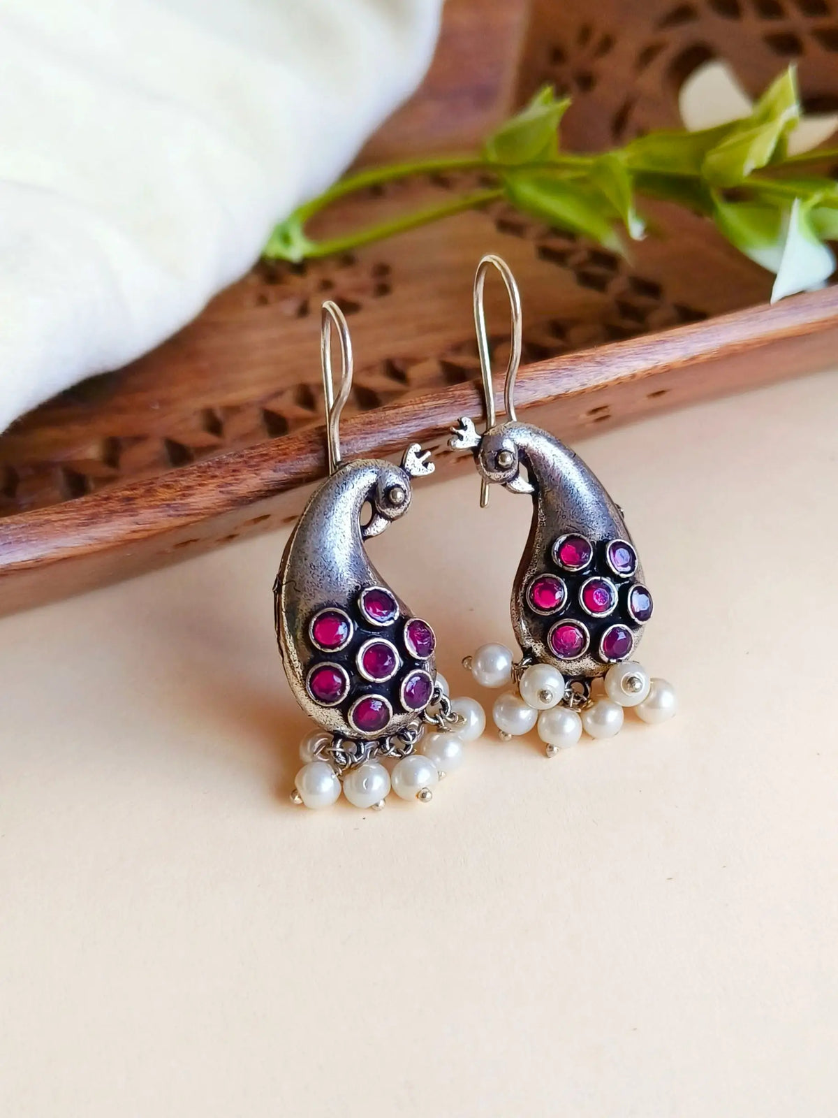 Oxidised German Silver Keri Hook Earrings for Timeless Elegance | Dynamic Jewelove