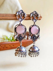 Oxidised Three-Tier Party Wear Jhumka Earrings | Dynamic Jewelove