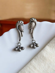 Oxidised Silver-Tone Peacock Stud Earrings – Elegant & Casual Wear | Dynamic Jewelove