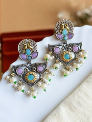 Trendy Two-Tone Silver & Gold Dangler Earrings for Every Occasion | Dynamic Jewelove