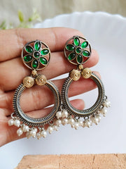 Stunning Dual-Tone Antique Dangler Earrings – Ethnic Elegance Redefined | Dynamic Jewelove