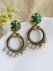 Stunning Dual-Tone Antique Dangler Earrings – Ethnic Elegance Redefined | Dynamic Jewelove