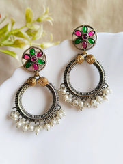 Stunning Dual-Tone Antique Dangler Earrings – Ethnic Elegance Redefined | Dynamic Jewelove