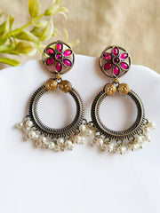 Stunning Dual-Tone Antique Dangler Earrings – Ethnic Elegance Redefined | Dynamic Jewelove