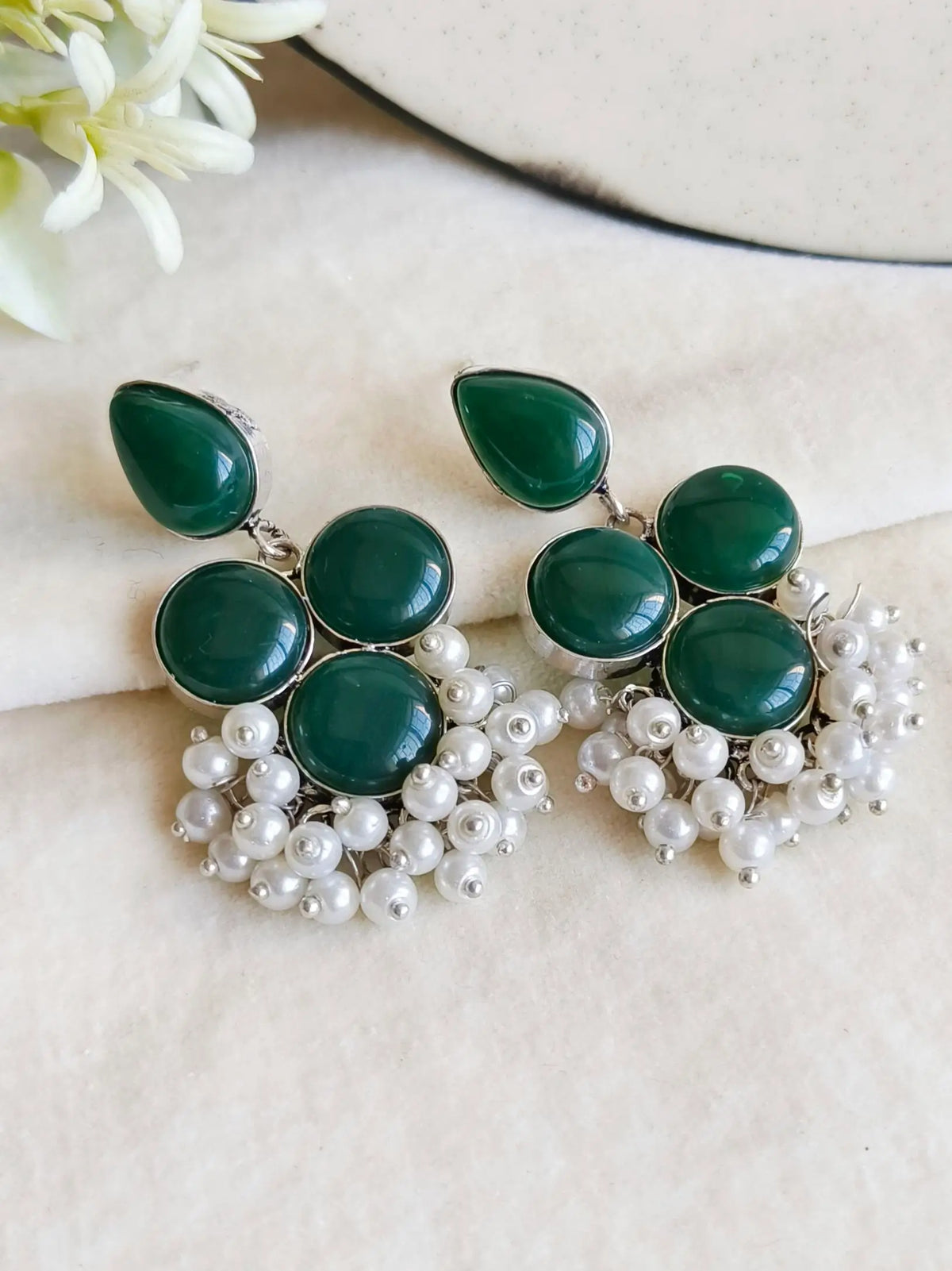 Elegant Monalisa Pearl Drop Oxidised Dangler Earrings – Party Perfect | Dynamic Jewelove