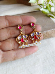 Gold-Plated Kundan & Polki Dangler Earrings for Daily Wear | Dynamic Jewelove