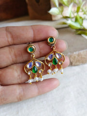 Gold-Plated Kundan & Polki Dangler Earrings for Daily Wear | Dynamic Jewelove